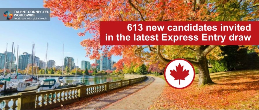 613 new candidates invited in the latest Express Entry draw