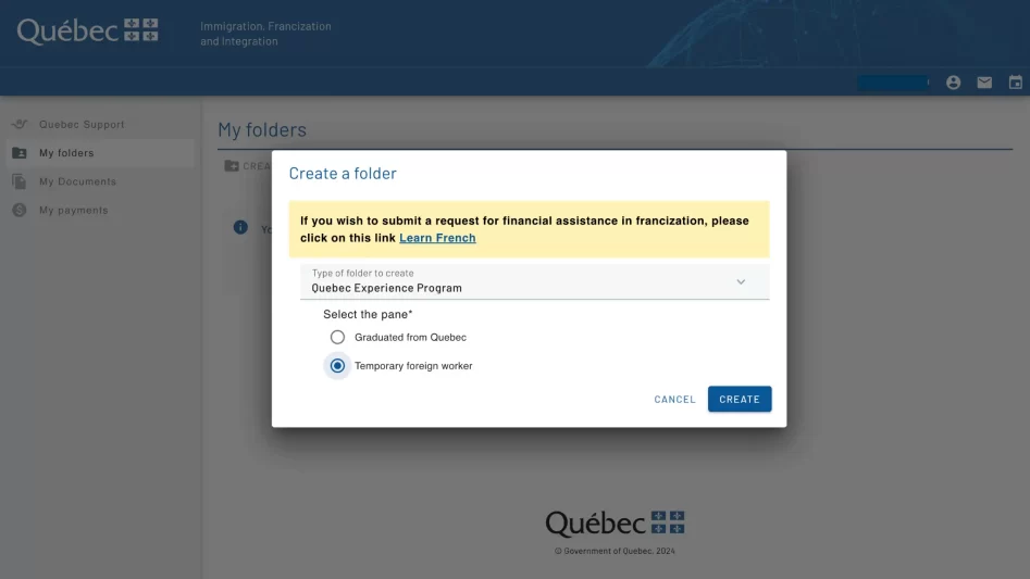 Create-a-Folder-to-apply-for-Quebec-Permanent-Selection