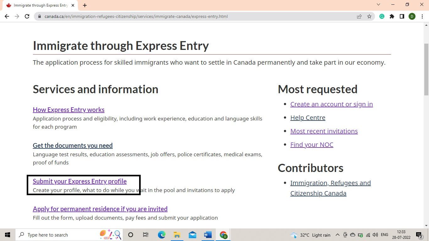 Express Entry Profile Creation for Canada Immigration